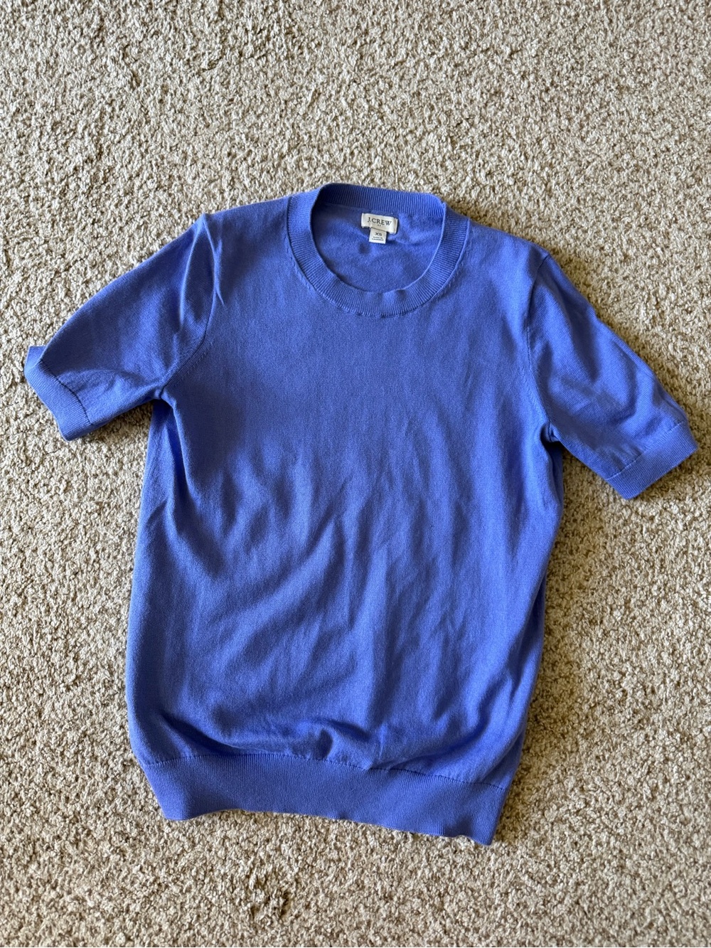 J. Crew 100% Cotton Short-Sleeve Knit Sweater in Periwinkle Blue